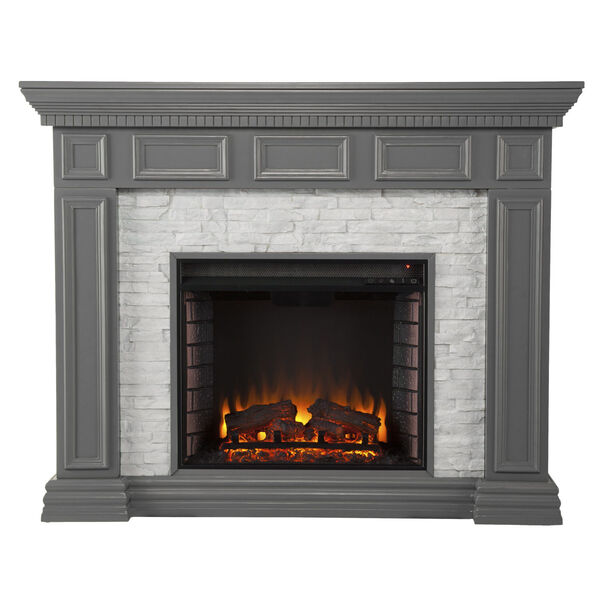 Dakesbury Gray Faux Stone Electric Fireplace, image 2
