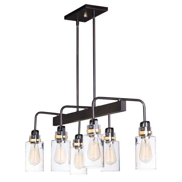 Magnolia Bronze and Gold 15-Inch Six-Light Adjustable Linear Pendant, image 1