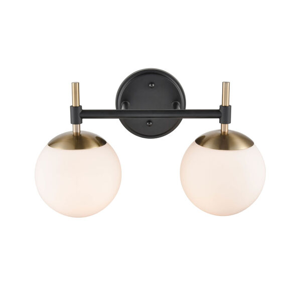 Pax Matte Black and Modern Gold 16-Inch Two-Light Bath Vanity, image 3