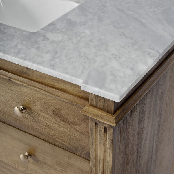 Rochelle Brown and White Bathroom Vanity Set with Marble Top, image 4