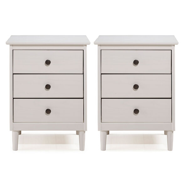 Spencer White Three-Drawer Solid Wood Nightstand, Set of Two, image 4