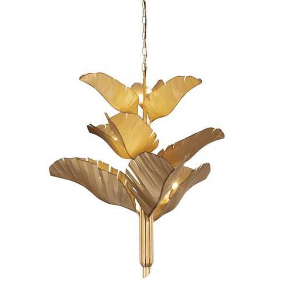 Banana Leaf Gold Nine-Light Chandelier, image 4