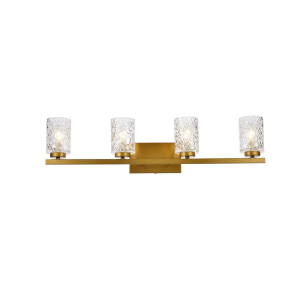 Cassie Brass and Clear Shade Four-Light Bath Vanity, image 1
