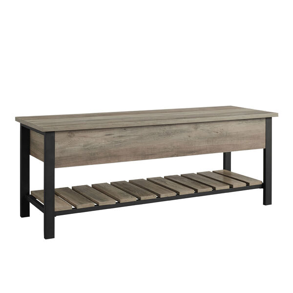 48-Inch Open-Top Storage Bench with Shoe Shelf  - Gray Wash, image 1