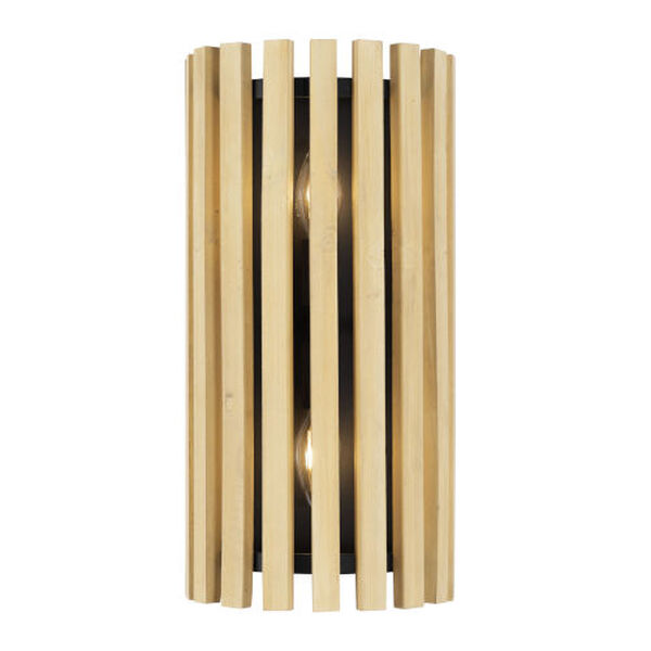 Suratto Matte Black Honey Blonde Two-Light Wall Sconce, image 1