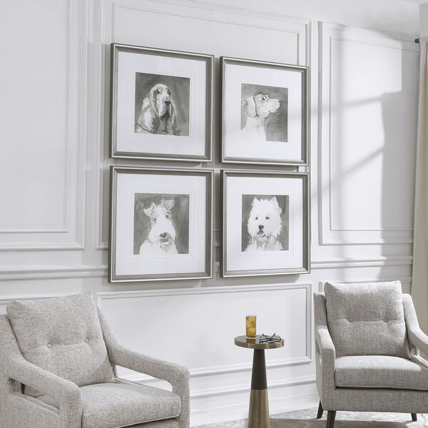 Modern Dogs Taupe and White Framed Prints, Set of 4, image 3