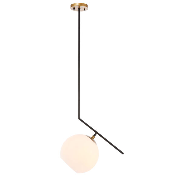 Ryland Black Brass 10-Inch One-Light Pendant with Frosted White Glass, image 1