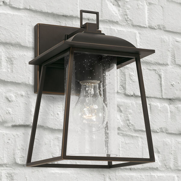 Durham Oiled Bronze Seven-Inch One-Light Outdoor Wall Lantern with Clear Seeded Glass, image 3