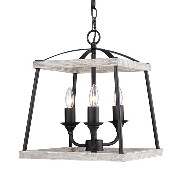 Teagan Natural Black 15-Inch Three-Light Pendant with Gray Harbor Wood Accents, image 3