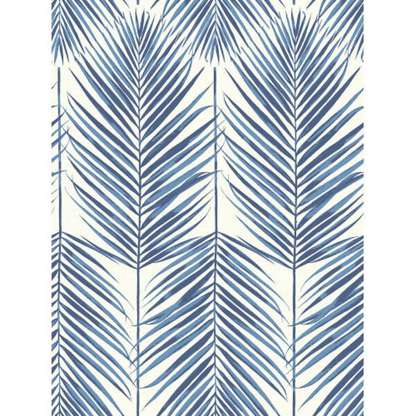 Beach House Coastal Blue Paradise Palm Unpasted Wallpaper, image 2