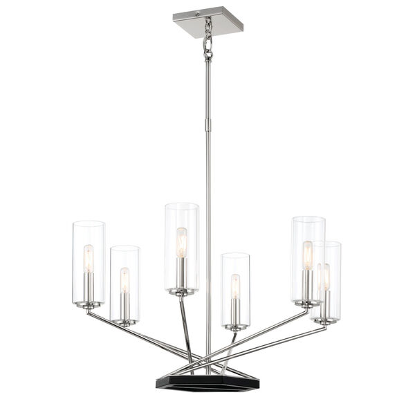 Highland Crossing Coal and Polished Nickel Six-Light Chandelier, image 1
