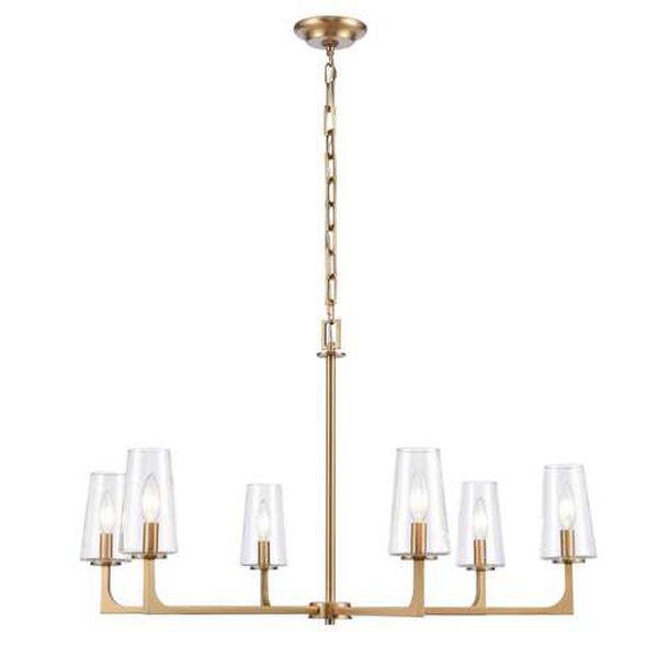 Fitzroy Lacquered Brass 34-Inch Six-Light Chandelier, image 1