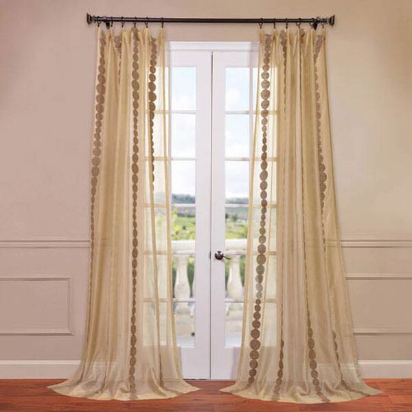 Cleopatra Gold 50 x 108-Inch Embroidered Sheer Curtain, image 1