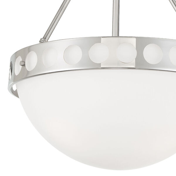 Kirby Polished Nickel and White 18-Inch Three-Light Pendant, image 4