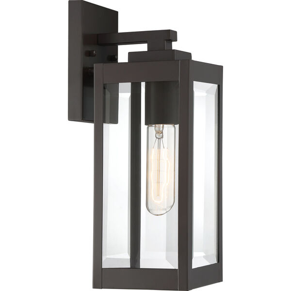 Westover Western Bronze 14-Inch One-Light Outdoor Lantern with Clear Beveled Glass, image 1