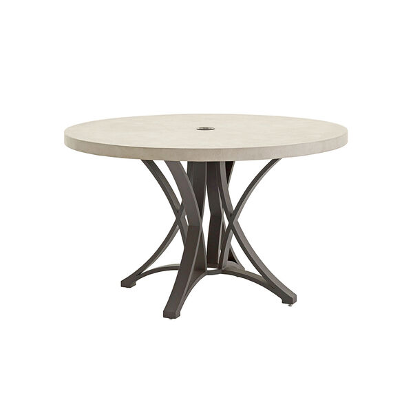 Cypress Point Ocean Terrace Aged Iron and Ivory 48 In. Dining Table with Weatherstone Top, image 1