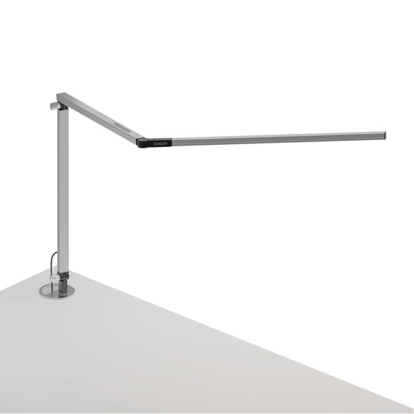 Z-Bar Silver LED Desk Lamp with Grommet Mount, image 1