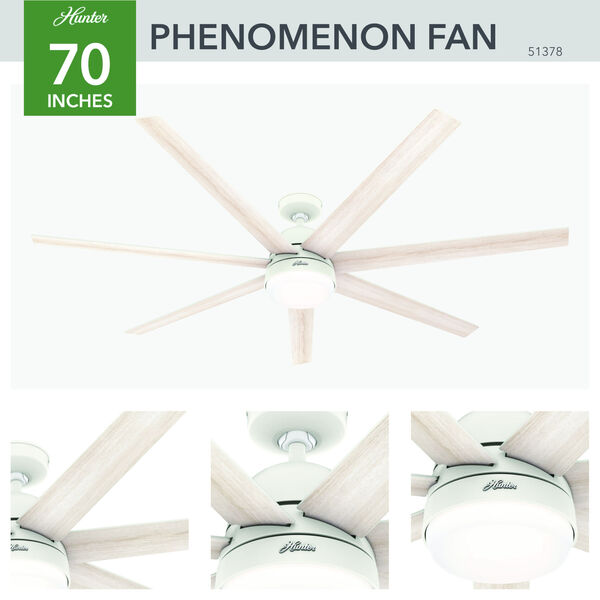 Phenomenon Matte White 70-Inch Ceiling Fan with LED Light Kit and Wall Control, image 4