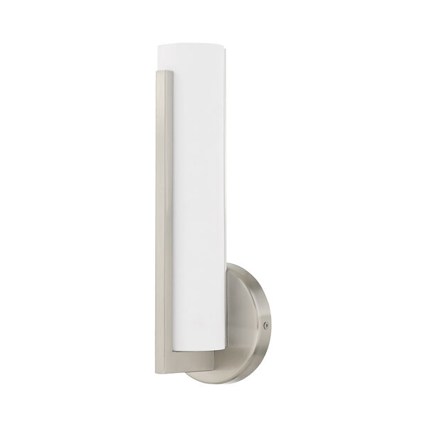 Visby Brushed Nickel 4-Inch ADA Wall Sconce with Satin White Acrylic Shade, image 2