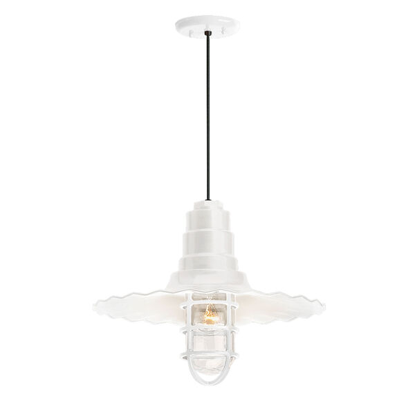 Radial Wave Gloss White One-Light 18-Inch Outdoor Pendant, image 1