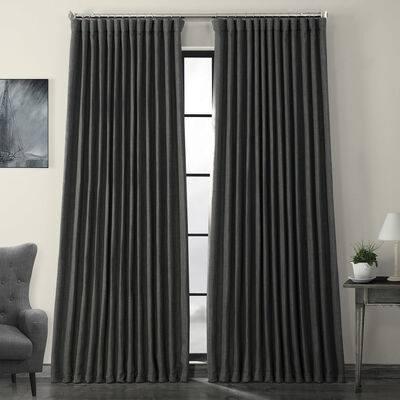 Half Ds Green Faux Linen, Best Extra Wide Curtains