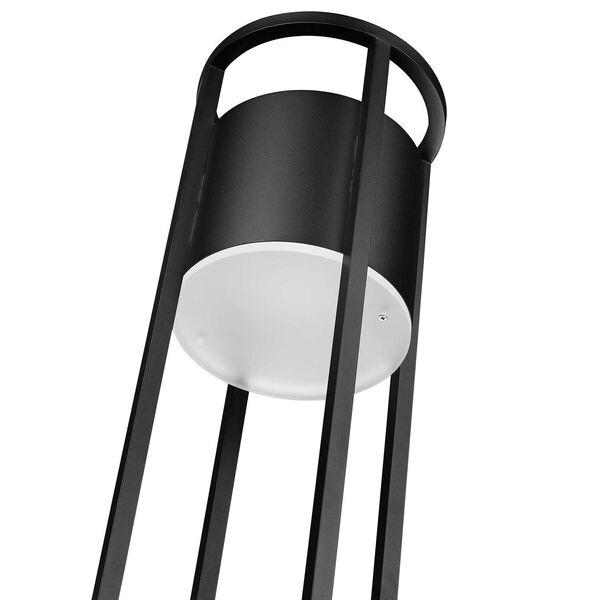 Luca Black LED Outdoor Post Mounted Fixture with Etched Glass Shade, image 5