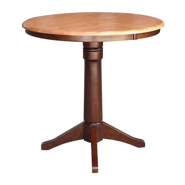 Cinnamon and Espresso Round Pedestal Base Counter Height Table, image 2