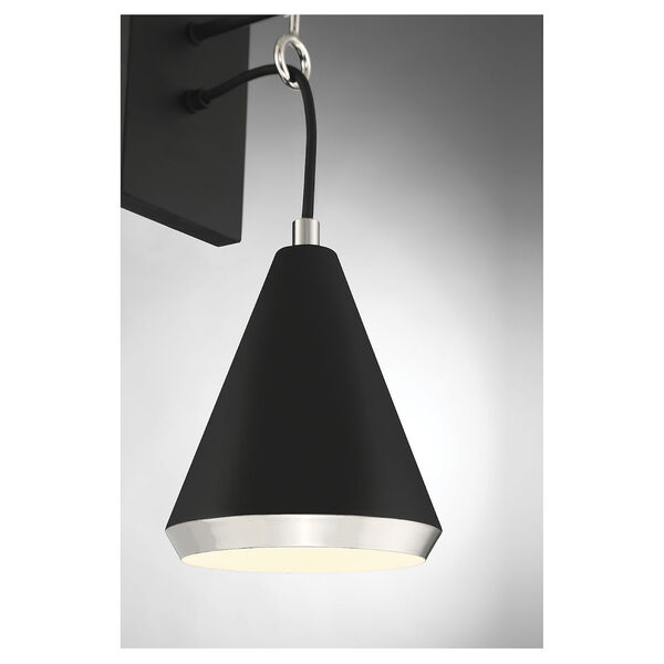 Chelsea Matte Black and Polished Nickel One-Light Wall Sconce, image 6