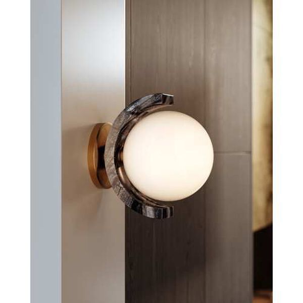 Zurich Vintage Brass and Black LED Wall Sconce, image 2