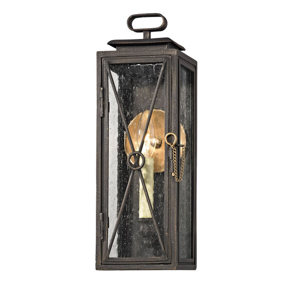 Randolph Vintage Bronze One-Light Outdoor Narrow Wall Sconce with Clear Seeded Glass, image 1