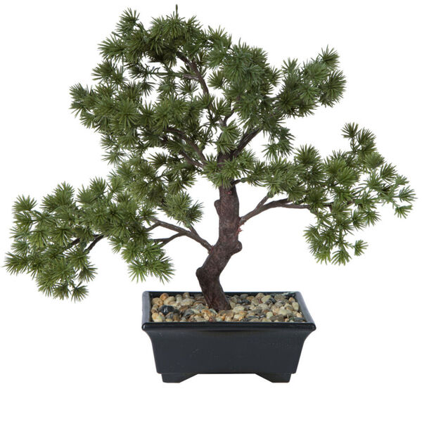 Faux Green Potted Pine Bonsai Tree, image 1