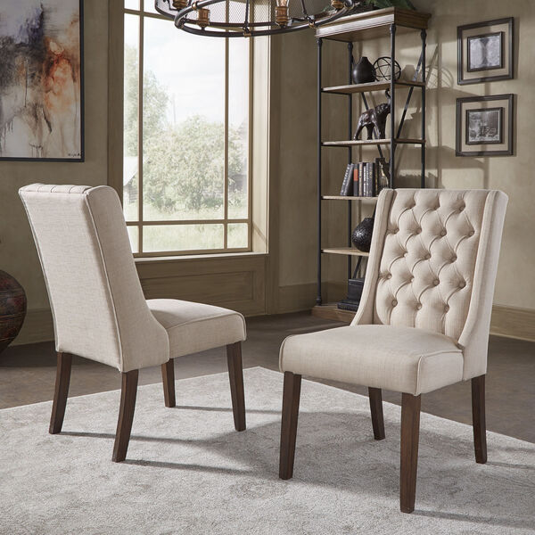 Donna Beige Tufted Linen Upholstered Dining Chair, Set of Two, image 5