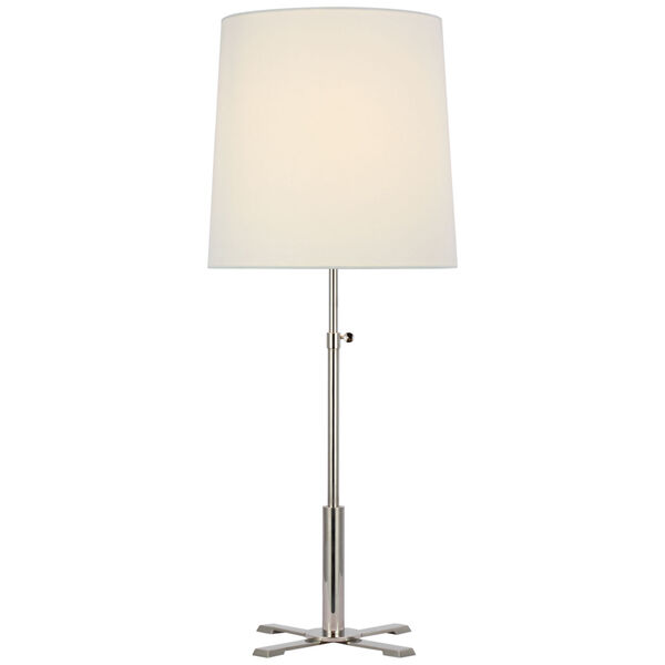 Quintel Large Adjustable Table Lamp in Polished Nickel with Linen Shade by Thomas O'Brien, image 1