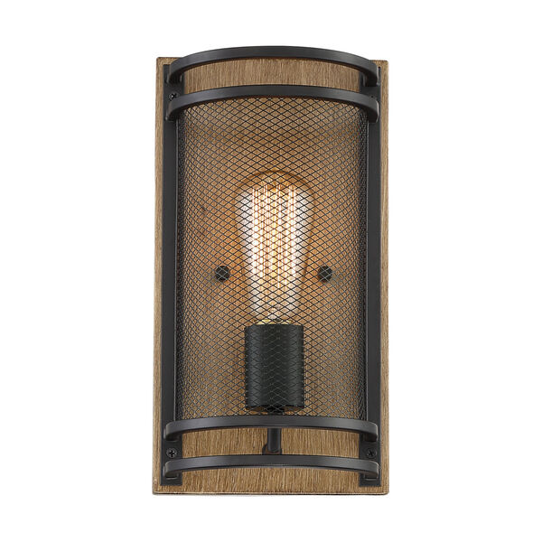 Atelier Black and Honey Wood One-Light Wall Sconce, image 3