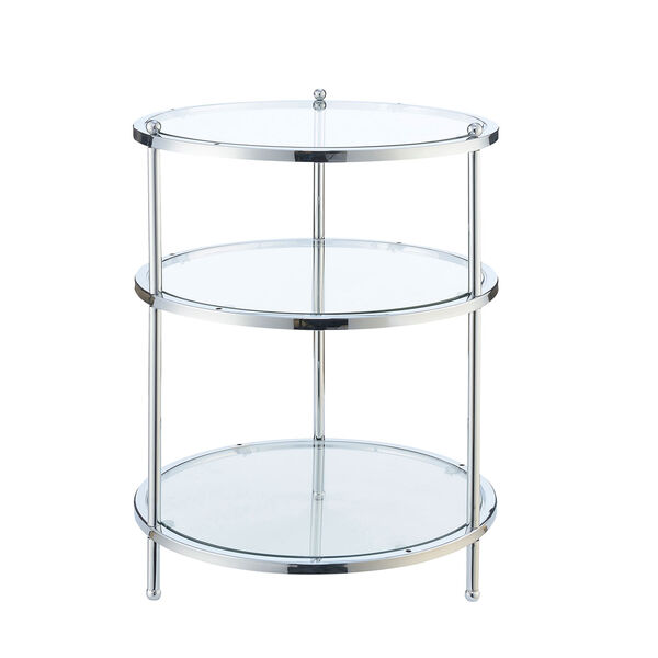 Whittier Chrome and Glass Three Tier Round End Table, image 3
