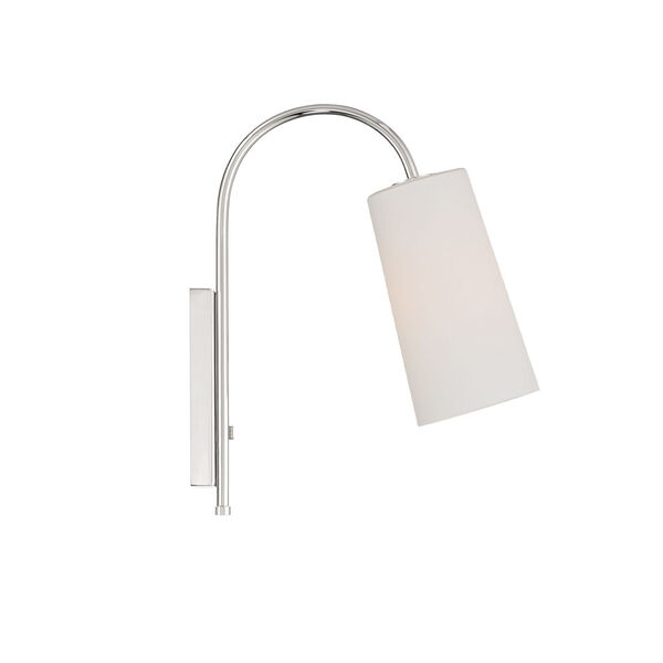 Alexa Polished Nickel and White One-Light Wall Sconce, image 1