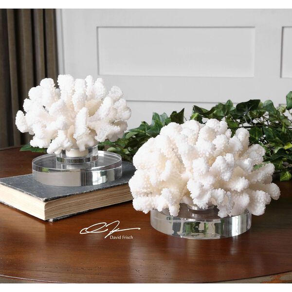 Hard Coral Textured Cream Sculpture, Set of 2, image 2