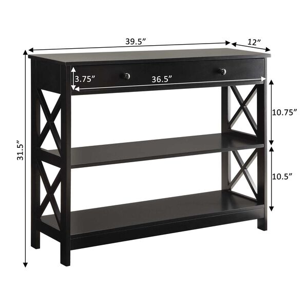 Oxford One Drawer Console Table in Black, image 5