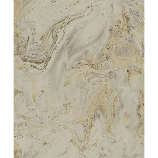 Antonina Vella Natural Opalescence Mink and Gold Oil and Marble Wallpaper, image 1