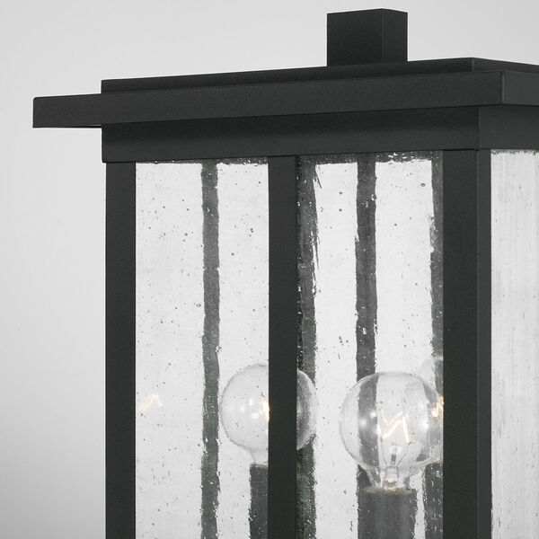 Barrett Black Three-Light Outdoor Post Lantern with Antiqued Glass, image 4