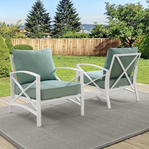 Kaplan Mist White Outdoor Metal Armchair Set , Set of Two, image 3