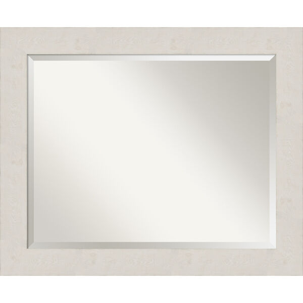 Rustic Plank White 33W X 27H-Inch Bathroom Vanity Wall Mirror, image 1
