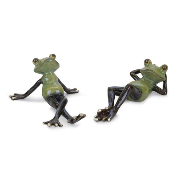 Green Resin Frog Decorative Object, Set of Two, image 1