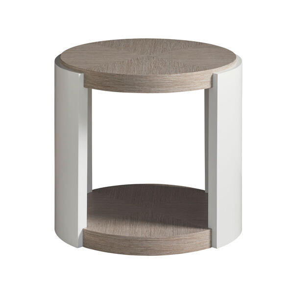 Beige and White 24-Inch Round End Table, image 1