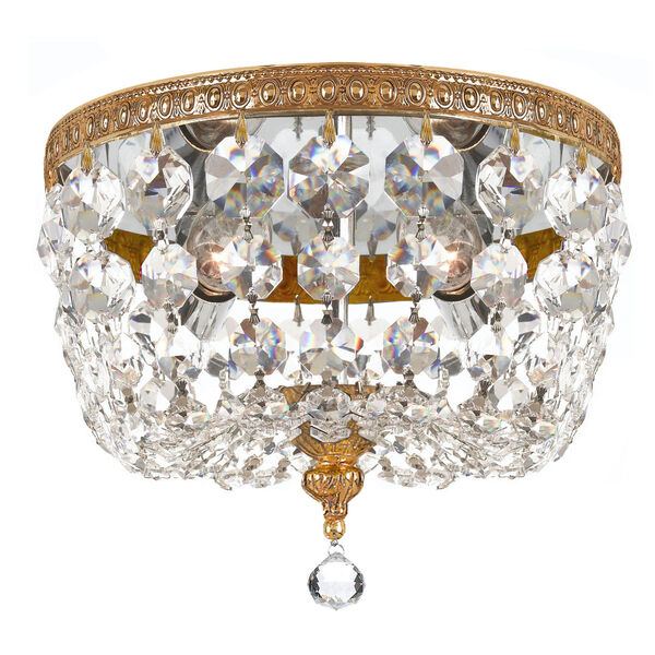Crystal 8-Inch Two-Light Brass Ceiling Mount, image 1