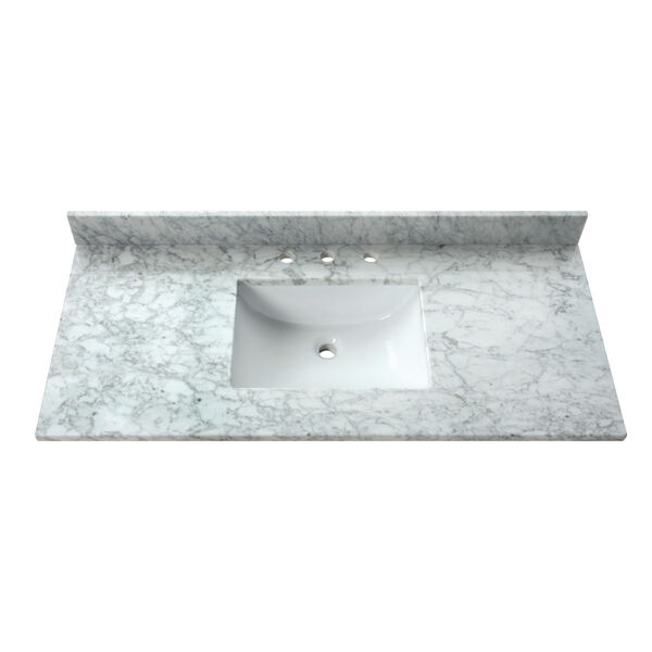 Carrara White 49-Inch Vanity Top with Rectangular Sink, image 1