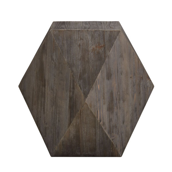 Swanson Reclaimed Dark Wood Geometric End Table, image 3
