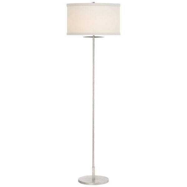 Walker Medium Floor Lamp in Burnished Silver Leaf with Cream Linen Shade by kate spade new york, image 1