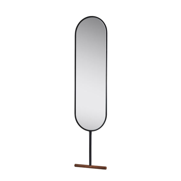 Willy Black and Walnut wood base Leaning Mirror - (Open Box), image 1