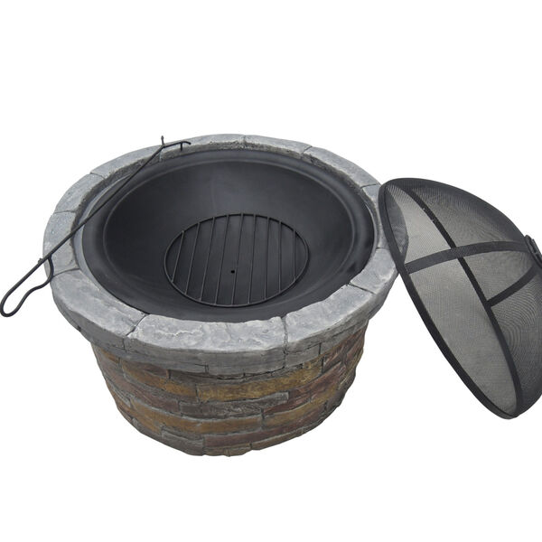 Multi-Color Outdoor Round Stone Fire Pit with Cover, image 2